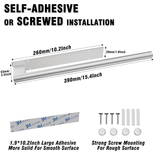 Hand Towel Holder, Adhesive or Drill Wall Mount, Brushed Nickel | 15 Inch Hand Towel Bar, 304 Stainless Steel, Rustproof, Stick on Towel Racks for Bathroom, Kitchen, RV - color: Brushed Nickel