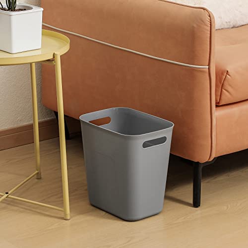 UUJOLY Plastic Small Trash Can Wastebasket, Garbage Container Basket for Bathrooms, Laundry Room, Kitchens, Offices, Kids Rooms, Dorms, 3.5 Gallon, 3.5 Gallon, Grey | Compact Sturdy Garbage Can for Bathroom, Laundry Room, Kitchen, Office, Kids Room, Dorm,