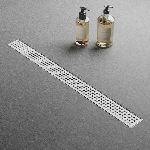 36 Inch Linear Shower Drain, Brushed 304 Stainless Steel, CUPC Certified Rectangle Floor Drain with Removable Grate and Leveling Feet - color: Brushed, size: 36''