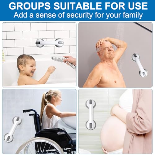 Shower Handle Grab Bars for Bathtubs and Showers, Heavy Duty Shower Handle Removable Shower Handrails for Seniors and Elderly, Bathroom Safety Grip No Drilling Waterproof Grey