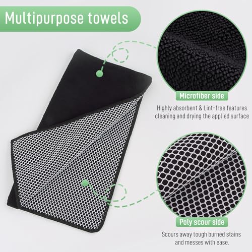 Dish Cloth for Washing Dishes Kitchen Washcloth Cleaning Cloth | 12x12inch 10pack Kitchen Towels Rags, Microfiber Cleaning Cloths, Wash Cloths with Poly Scour Side, Wholesale, Black - color: Black, size: 12inchx12inch 10pack