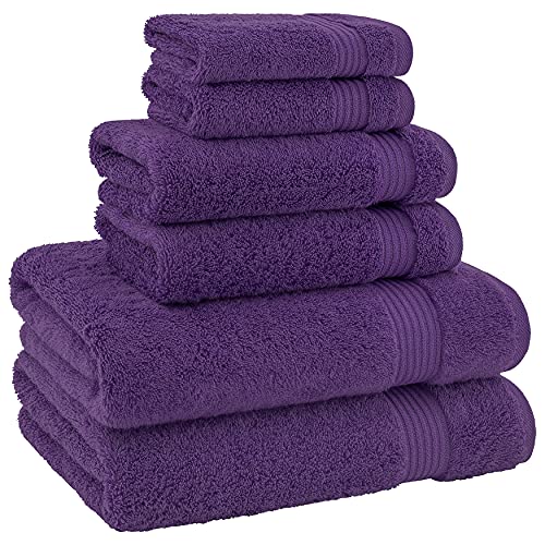 American Veteran Towel, 100% Cotton Turkish 6 Piece Towel Set, Luxury Towels Set of 6 for Bathroom Essentials, 2 Bath Towels 2 Hand Towels 2 Washcloths, Purple - color: Purple, size: XL 6PC