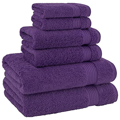 American Veteran Towel, 100% Cotton Turkish 6 Piece Towel Set, Luxury Towels Set of 6 for Bathroom Essentials, 2 Bath Towels 2 Hand Towels 2 Washcloths, Purple - color: Purple, size: XL 6PC