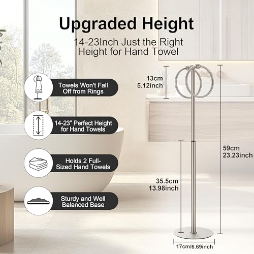 Adjustable Brush Nickel Towel Rack,Freestanding Bathroom Towel Holder - color: Brushed Nickel