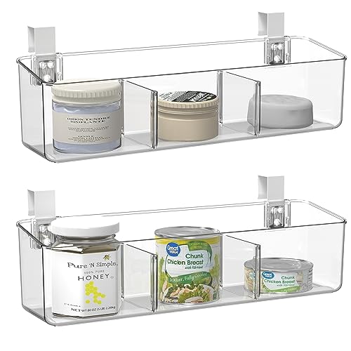 2 Pack Plastic Over Cabinet Door Organizer with Removable Hooks, Clear Hanging Baskets for Organizing Over the Cabinet Organizer Holder for Kitchen, Bathroom-Hang Outside or Inside Door-XL - style: XL