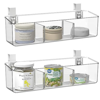 2 Pack Plastic Over Cabinet Door Organizer with Removable Hooks, Clear Hanging Baskets for Organizing Over the Cabinet Organizer Holder for Kitchen, Bathroom-Hang Outside or Inside Door-XL - style: XL