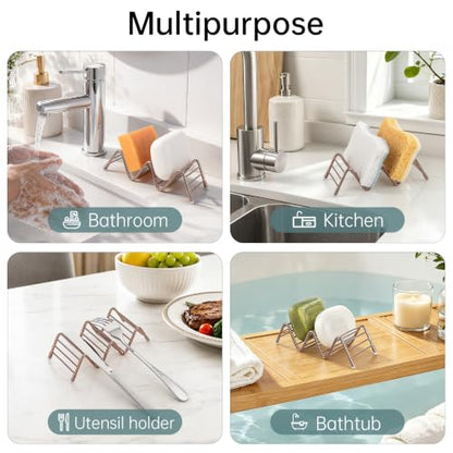 Stainless Steel Soap Dish Self Draining Bar Soap Holder, Rose Gold | Reversible Design Fits 2-3 Bars, Rustproof, Easy to Clean, Space Saving, Non Slip, for Bathroom, Shower, Kitchen - color: Rose Gold, size: 5.8" x 2.5"(no tray)