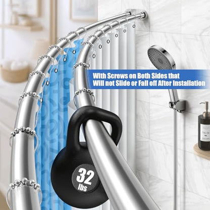 Double Curved Shower Curtain Rod 42 to 72 Inches Elegant Double Shower Curtain Rod Adjustable Wall Mounted Double Shower Curtain Pole for Bathroom (Silver, 42 to 72") - color: Silver 1, size: 42"-72"