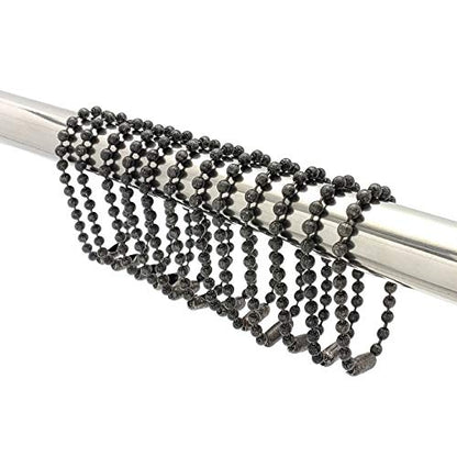 Antique Nickel Shower Curtain Hooks, 6 Inch Ball Chain Design, 12 Pack Rust-Resistant Metal Curtain Rings for Bathroom Rods, Heavy Duty 4.5mm Shower Curtain Hangers - color: Antique Nickel, size: 6 Inch