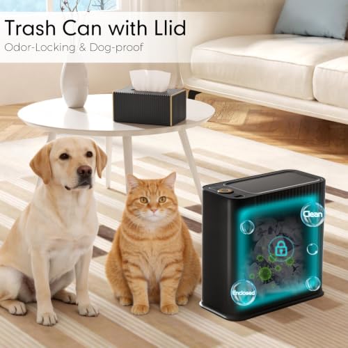 Bathroom Trash Can with Lid and Tissue Box Cover Set 13 L/ 3.5 Gallon Black Trash Can with Pop-Up Lid Small Garbage Can for Bathroom Bedroom Office Kitchen - color: Black & Gold