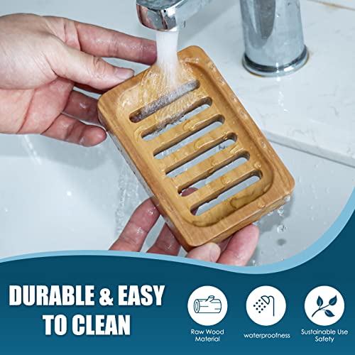 DEBETOOL 2-Pack Teak Wood Soap Dish, Waterproof Self Draining Bar Soap | Holder Caddy for Bathroom and Kitchen, Natural Wooden Soap Saver Tray for Countertop and Shower Sink