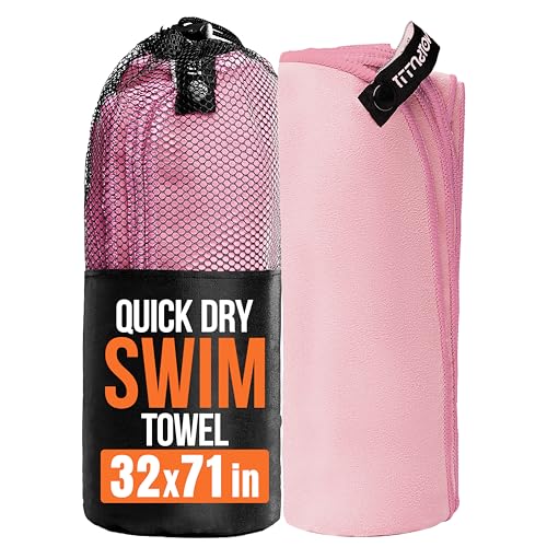 illusion Extra Large Microfibre Swimming Towel (71''L x 32''W)–Compact, Lightweight & Quick Dry Towel-Perfect for Travel, Gym, and Swim Towels Ideal for Post-Workout Showers & After Swimming - color: Baby Pink, size: 71x32 in - Pack of 1