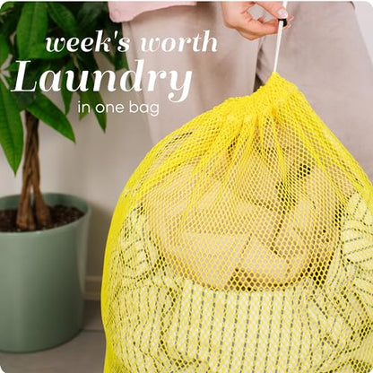 Handy Laundry Mesh XL Laundry Bag 24"x36" 2-Pack, Heavy Duty, Yellow | 2-Pack, XL 24x36 Mesh Laundry Bag, Secure Drawstring, Heavy Duty, Machine Washable, for Delicates Dorm Travel Storage, Yellow - color: Yellow