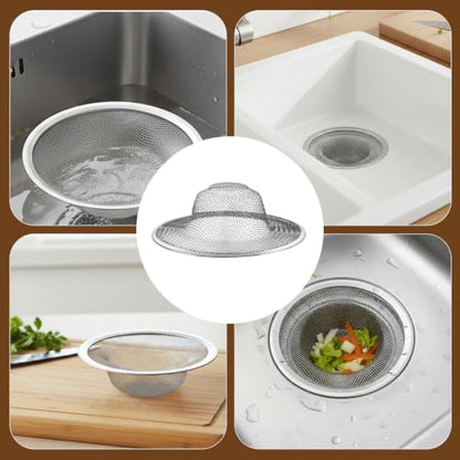 40 Pcs Mesh Sink Strainer, 4.5" Diameter Stainless Steel Slop Basket Filter Trap Metal Durable Kitchen Sink Drain Strainer with Large Wide Rim for The Sinks in Kitchen Bathroom Shower Drain