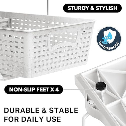Simple Houseware 2 Tier Pull-Out Sliding Drawer Under Sink Storage, White | Great for Kitchen Bathroom Tray Shelf Organizer - color: White
