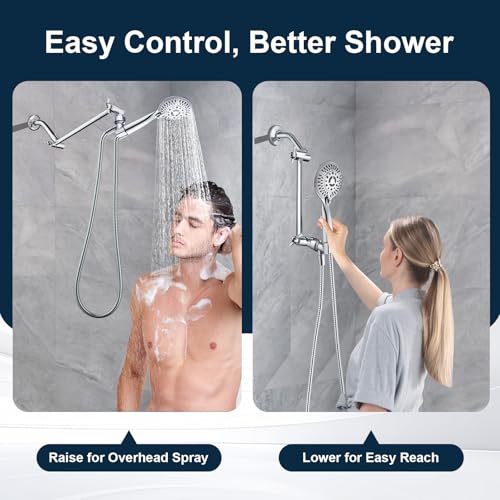 BRIGHT SHOWERS Brass Shower Head Extension Arm for Rain and Handheld Shower Head, 10 Inch Universal Shower Arm Extender, Height & Angle Adjustable, Chrome - color: Chrome, style: 10 Inch