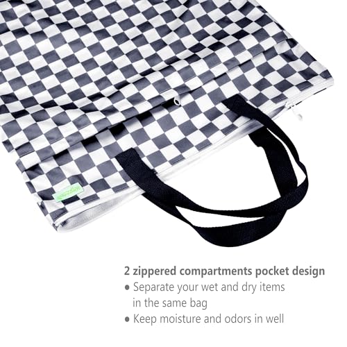 wegreeco Reusable Hanging Wet Dry Cloth Diaper Bag (Checkerboard Grey) - color: Checkerboard Grey