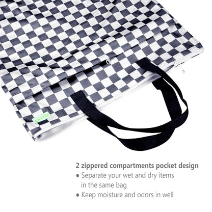 wegreeco Reusable Hanging Wet Dry Cloth Diaper Bag (Checkerboard Grey) - color: Checkerboard Grey