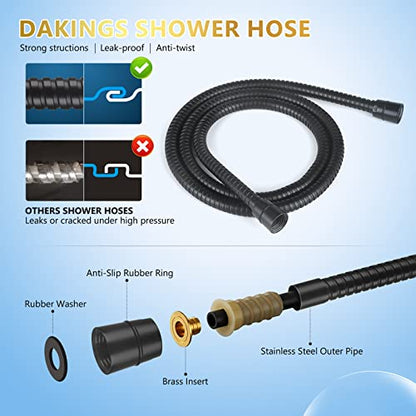 6 Spray Modes High Pressure Handheld Showerhead Set Upgraded | 5 Inches Shower Head with Handheld Spray Matte Black Handheld Shower Head 60 Inches Stainless Steel Hose-1-Min Install - color: Matte Black