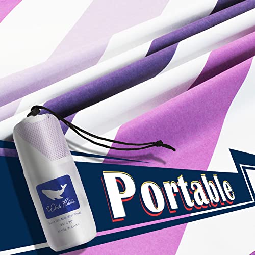 Whale Flotilla 2 Pack Quick Dry Beach Towels Oversized (35"x70"), Microfiber Sand-Free Beach Towel Set, Extra Large Compact Pool Travel Accessories, Blue and Purple - color: Blue/Purple, size: 70.00" x 35.00"