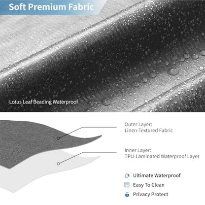 2-in-1 Waterproof Fabric Shower Curtain,No Separate Liner Needed,Linen Textured,Effortless Cleaning & Washable Bathroom Shower Curtain Set with 12 Plastic Hooks,72"x72",Charcoal Grey - color: Charcoal Grey, size: 72"W x 72"L (Pack of 1)