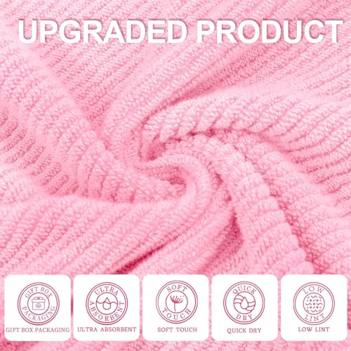 VOOVA & MOVAS 3PC Towel Set, 100% Cotton, Pink | 1 Large Bath 30x56 In, 1 Hand 18x28 In, 1 Washcloth 13x13 In, Quick Dry, Thick, Bathroom Essentials - color: Baby Pink, size: 3 PC Bathroom Towel Set