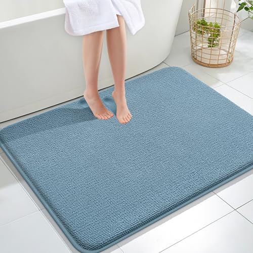 OLANLY Memory Foam Large Bathroom Rugs 40x32, Absorbent Bath Mat, Airy Blue | Soft Quick Dry Bath Rugs, Non-Slip Carpet, Machine Washable Mat for Bathroom Floor, Tub and Shower, Home Decor Accessories - color: Airy Blue, size: 40" X 32"