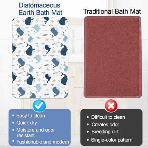 Elightvap Cute Shark Starfish Bathroom Mat Quick Drying Non Slip Bath Mats Absorbent,Bath Mat Quick Dry Bathroom Rug in Front of The Kitchen Sink, Shower Room, Bathtub,17 * 29.5 Inches - color: Cute Shark Starfish