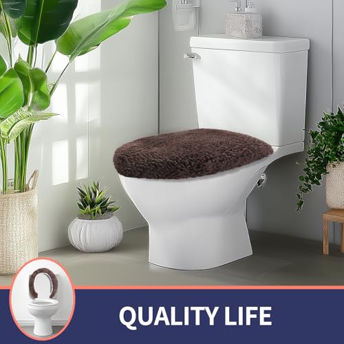 Soft Microfiber Toilet Lid Cover 17.5" x 15" Machine Washable | Solid Toilet Seat Cover Adjustable Rubber Backing Fits Most 16 -17.5" L x 14-16" W Round Oblong and Elongated Toilet Seat - color: Taupe
