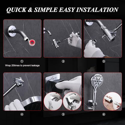 Rainfall Shower Head with Handheld, 14 Inch Rain Shower Head Combo,High Pressure Fixed Showerhead and 10 Spray Settings Handheld Shower Heads,Bathroom Accessories,Chrome - style: Basic