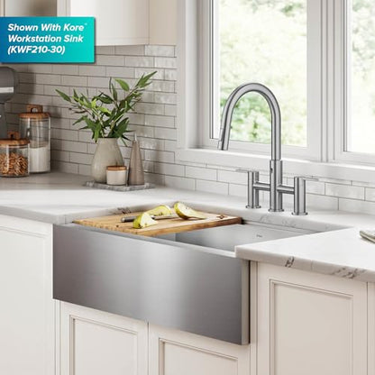 KRAUS Oletto Touchless Sensor Bridge Kitchen Faucet with Pull-Down Sprayhead in Matte Black, KSF-3122MB - color: Matte Black, style: Bridge Touchless Faucet