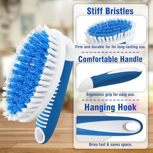 2 Pack Scrub Brushes with Stiff Bristles | Scrubbing Brush for Carpet, Shower, Bathtub, Kitchen, Pool Tile, Bathroom Scrubber - size: Small