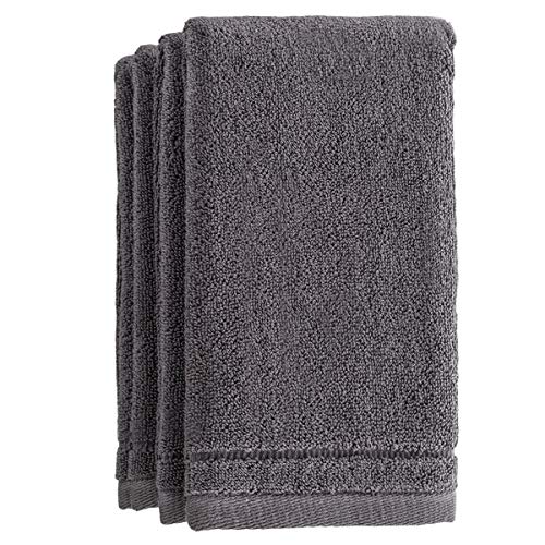 Creative Scents Cotton Fingertip Towels Set - 4 Pack - 11 x 18 Inches Decorative Small Extra-Absorbent and Soft Terry Towel for Bathroom - Powder Room, Guest and Housewarming Gift (Grey) - color: Grey