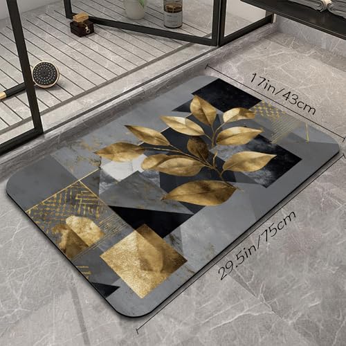 Modern Gray Bathroom Rugs Mat, Super Absorbent Quick Drying Floor Mat for Bathroom Entryway 17"x30" - color: Modern Gray
