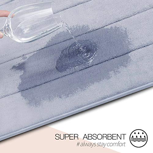 Betus Luxury Memory Foam Bath Mat - Water Absorbent, Super Cozy and Non-Slip Backing - Luxurious Velvet Comfort Bathroom Rug - 17"x24" (Gray) - color: Grey