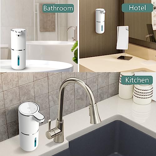 Automatic Soap Dispenser – Touchless Foaming Soap Dispenser 400ml USB Rechargeable Dispenser Electric Wall Mounted 4levels Adjustable Foam Dish Soap Pump for Bathroom Kitchen - color: White, style: Foam