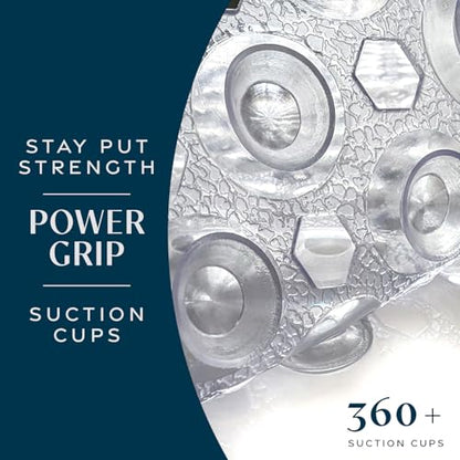 SlipX Solutions 39"x16" Power Grip Non Slip Bathtub Shower Mat, Clear | Stronger Wet Surface Protection, Soft Under Foot, 265+ Suction Cups, Large Drainage Holes - color: Transparent