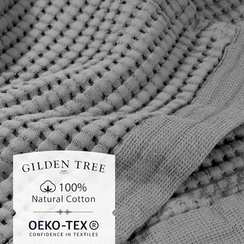 GILDEN TREE Waffle Towel Set Quick Dry Thin | 2 Bath Towels | 2 Hand Towels | 2 Washcloths, Modern Style (Slate) - color: Slate, size: Bath Towel Set