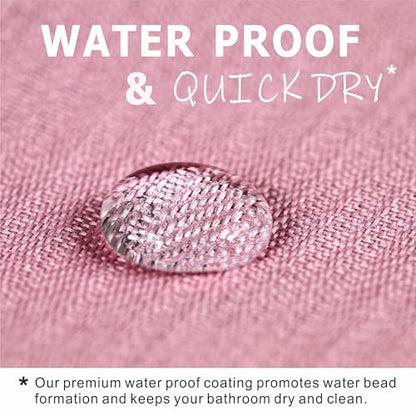 Pink Shower Curtain for Bathroom: Water Repellent Quick Dry - 72"Lx72"W | Striped Textured Linen Style Polyester Fabric Bath Curtain, Solid Simple Elegant Lightweight, Machine Washable, Semi-Sheer - color: Blush Pink, size: 72"W x 72"L (Pack of 1)