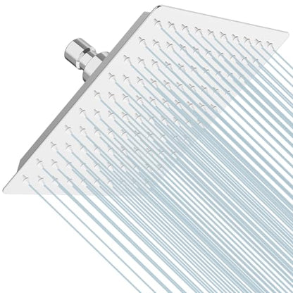 8 Inch Rain Shower Head High Pressure Rainfall Shower Head Chrome | Square Rain Bathroom Showerhead, High Flow, Large Stainless Steel, Ceiling Mounted, Wall Mounted, Waterfall Full Body - color: Polished Chrome, size: 8 Inch