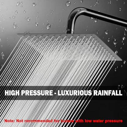 NearMoon Rain Shower Head, High Flow Stainless Steel Rainfall Shower, High Pressure Design, Awesome Shower Experience Even At Low Water Flow (12 Inch Rectangle, Matte Black) - color: Matte Black, size: 12*8 Inch