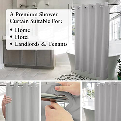 River Dream No Hook Hotel Cloth Grey Shower Curtain Soft Microfiber & Waterproof - Fabric Shower Curtain or Liner, Washable & Bottom Magnets, Gray, 71x74 - color: Grey, size: 71"W x 74"L (Pack of 1)