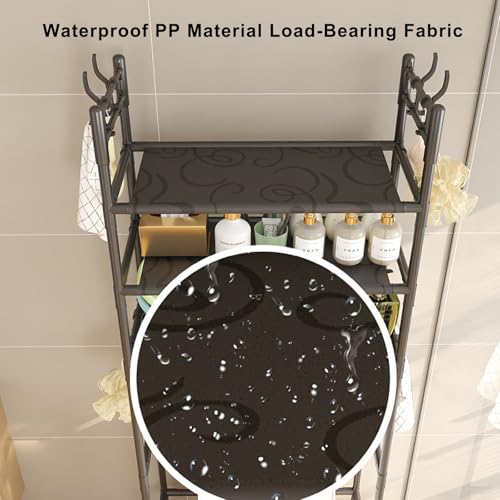3-Tier Over-The-Toilet Storage Shelf - Sturdy Stainless Steel Bathroom Organizer for Toiletries, Towels & Essentials - Space-Saving Design - color: Black