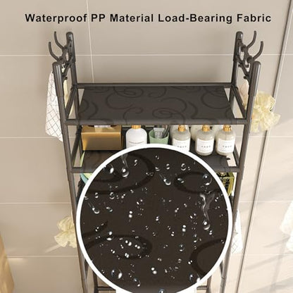 3-Tier Over-The-Toilet Storage Shelf - Sturdy Stainless Steel Bathroom Organizer for Toiletries, Towels & Essentials - Space-Saving Design - color: Black
