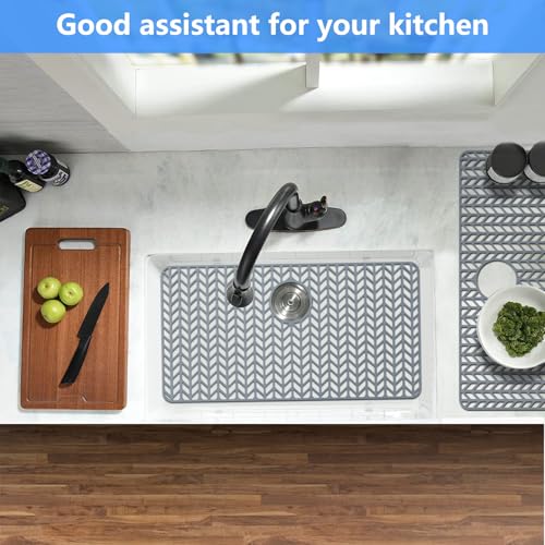 Sink Protectors for Kitchen Sink 30"x16"Rear Silicone Sink Mat | Various sizes and styles,Protector for sinks and dish,Withstand to 500F,Food-grade silicone ,raised feet,Dishwasher Washing - size: 30"x16" Rear