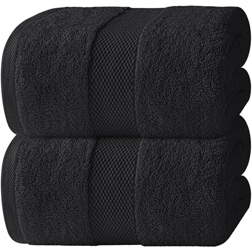 White Classic Luxury Soft Black Bath Sheet Towels - 650 GSM Cotton Luxury Bath Towels Extra Large 35x70 | Highly Absorbent and Quick Dry | Hotel Collection Extra Large Bath Towels Oversized, 2 Pack - color: 04: Black