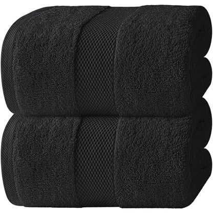 White Classic Luxury Soft Black Bath Sheet Towels - 650 GSM Cotton Luxury Bath Towels Extra Large 35x70 | Highly Absorbent and Quick Dry | Hotel Collection Extra Large Bath Towels Oversized, 2 Pack - color: 04: Black