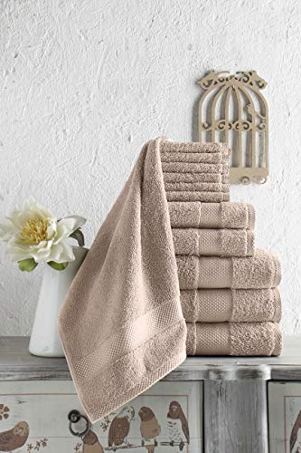 Towels Beyond - Luxury Towel Set for Bathroom, 100% Turkish Cotton, Quick Dry, Soft and Absorbent Bath Towels, Hand Towels, and Washcloths, Madison Collection - 12-Piece Set (Beige)