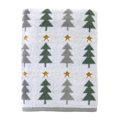 SKL Home Christmas/Winter Multi Trees Bath Towel, 100% Cotton, Multi | 500 GSM. Soft & absorbent. Reversible jacquard pattern. Great for holiday gifting. - color: Multi Trees, style: Bath Towel