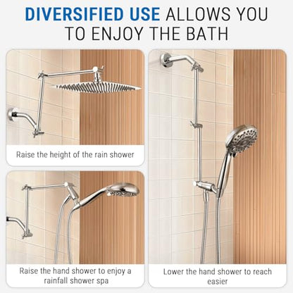 G-Promise 18 Inch Shower Extender with 6 Inch Shower Arm and Flange(Chrome) | Solid Brass Construction, Height and Angle Adjustable, Standard Connection Thread, All Installation Tools Included - color: Chrome, style: 18 Inch